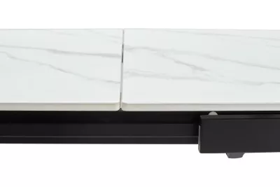 Стол CORNER 120 MATT WHITE MARBLE SOLID CERAMIC / BLACK, ®DISAUR