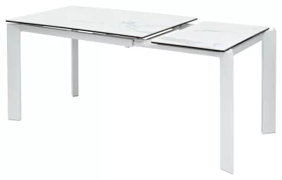 Стол CORNER 120 HIGH GLOSS STATUARIO керамика, стекло/ белый каркас, ®DISAUR