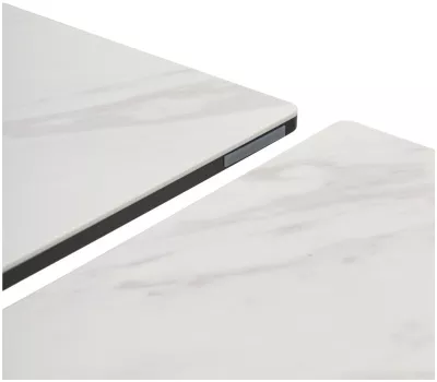 Стол ESTEBIO 160 KL-99 Белый мрамор матовый, итальянская керамика/ Серый металлик, ®DISAUR