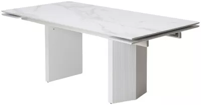 Стол МОЦАРТ 200 Белый мрамор, стекло / Белый М-City