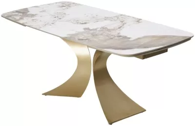 Стол МАТИАС (MATIAS) 180 цвет ПАНДОРА (GLOSS LUXURY PANDORA SOLID CERAMIC) / ШАМПАНЬ, ®DISAUR