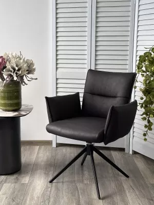 Стул DEAN 360 град.поворот. Темно-серый  экокожа  Maison 99# / Черный, ®DISAUR