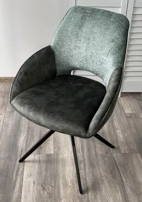 Стул BERRIES 360 град., Зеленый Loris-39, велюр/темно-зеленый 7525-156, велюр/ черный каркас, DISAUR