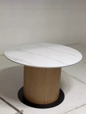 Стол MESA D120 цвет БЕЛЫЙ МРАМОР M326 / Каркас OAK, ®DISAUR