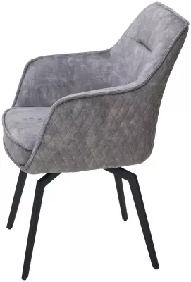 Стул RENLY 180 град. поворот. 7525-180 Серый, велюр / Черный, ®DISAUR