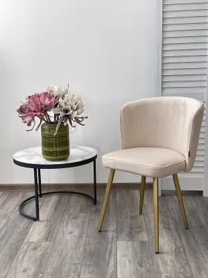 Стул МОНЕ ZIZI 002 Молочный, велюр / Золотой каркас M-City