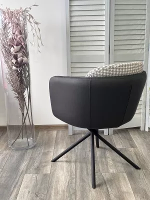 Стул ЛИЛУ ДАНС 180 град. поворотный, УЮТ ГРЕЙ КЛЫК / ORAKUL 998 Темно-серый / Черный каркас, M-City