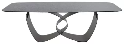 Стол ТОВЕ (TOVE) 240 цвет ЧЕРНЫЙ (GREY), стекло BUBBLE  / Шоколадное золото  ®DISAUR