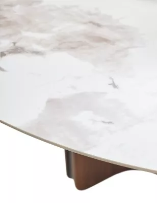 Стол CASTELA 135 Белый мрамор CA071, керамика / Орех, ®DISAUR