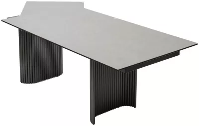 Стол RAGNAR 180 цвет 1699 Серая кожа, керамика / Темно-серый каркас, ®DISAUR