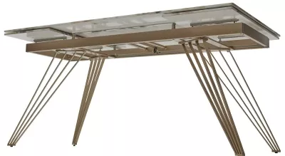 Стол ACERRA NEW 160 GLOSS GRAND JADE SOLID CERAMIC/ каркас цвета шампань, ®DISAUR