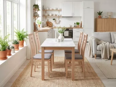 Стол TME-6931 MBH белый мрамор SWEDEN / MILKY WHITE