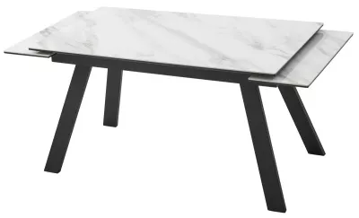 Стол МОРИС-2 140 цвет БЕЛЫЙ МРАМОР АКТИВНЫЙ, керамика / Черный каркас