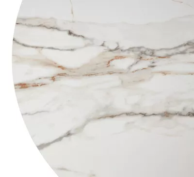 Стол АДАЖИО 115 КРУГЛЫЙ цвет МРАМОР (GILT WHITE), керамика / Латте каркас
