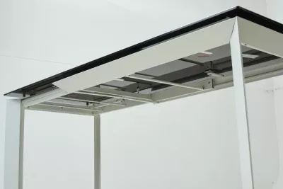 Стол CREMONA 180 KL-188 Контрастный мрамор матовый, итальянская керамика/ белый каркас, ®DISAUR