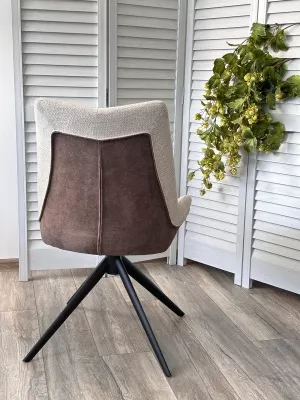 Стул OSKAR 360 град. поворот. KN01-05 Бежевый/ BZ1046-21 Коричневый/ Черный, ®DISAUR