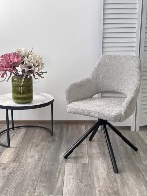 Стул NURI 180 град. поворот. 3018-03 светло-серый, шенилл/ черный каркас, ®DISAUR