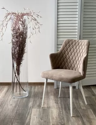 Стул HERMAN 360 град. ЛАТТЕ #25, велюр / белый каркас М-City