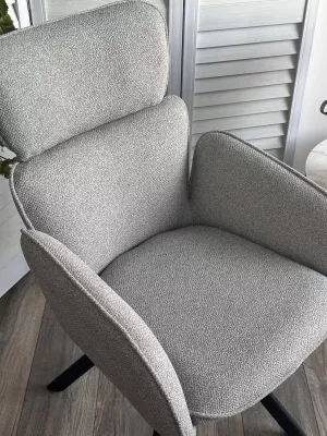 Стул LONG 360 град. поворот. NS10 Серый, букле / черный каркас, М-City