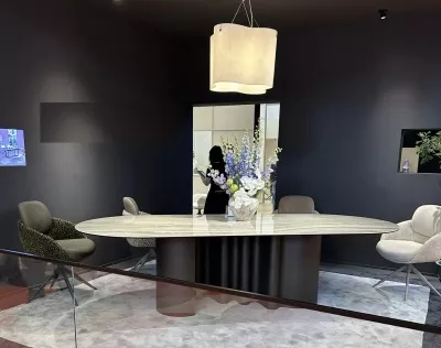 Стол ВЕНТО (VENTO) 280 ТОПАЗ TL-617, испанская керамика/ Коричневый графит каркас, ®DISAUR