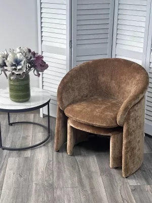 Кресло+оттоманка HUG AT5139-13 Коричневый, ткань/каркас металл в обивке AT5139-13 ®DISAUR