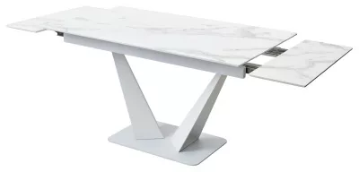 Стол Ниагара 140 БЕЛЫЙ МРАМОР, стекло / БЕЛЫЙ, М-City