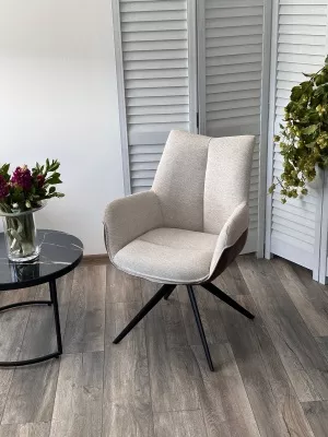 Стул PONTUS 360 град. поворот. KN01-05 Бежевый/ BZ1046-21 Коричневый/ Черный, ®DISAUR