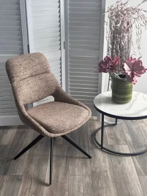 Стул АНДЕРС (ANDERS) 360 град., цвет КОРИЧНЕВЫЙ EYELASH-171 фактурный шенилл/ ЧЕРНЫЙ каркас, ®DISAUR