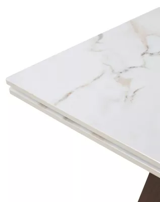 Стол БЭТИС (BETIS) 180 цвет МРАМОР (MATTE GILDED WHITE SOLID CERAMIC) / Орех (WALNUT), ®DISAUR