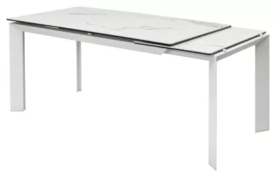 Стол CREMONA 140 HIGH GLOSS STATUARIO Белый мрамор глянцевый, керамика/ белый каркас, ®DISAUR