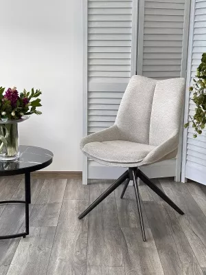 Стул OSKAR 360 град. поворот. KN01-05 Бежевый/ BZ1046-11 Бежевый/ Черный каркас, ®DISAUR