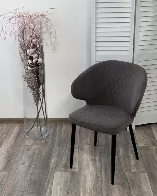 Стул ХИЛТОН, цвет B28 Темно-серый, велюр / черный каркас М-City