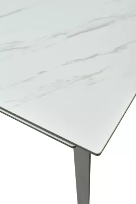 Стол CREMONA 160 KL-99 Белый мрамор матовый, итальянская керамика / черный каркас, ®DISAUR