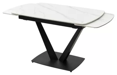 Стол ALATRI 120 MATT WHITE MARBLE SOLID CERAMIC / BLACK, ®DISAUR
