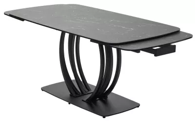 Стол MATERA 160 NERO KL-116 Черный мрамор матовый, итальянская керамика/ черный каркас, ®DISAUR