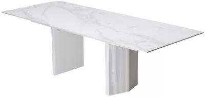 Стол МОЦАРТ 200 Белый мрамор, стекло / Белый М-City