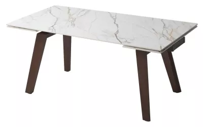 Стол БЭТИС (BETIS) 180 цвет МРАМОР (MATTE GILDED WHITE SOLID CERAMIC) / Орех (WALNUT), ®DISAUR