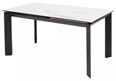Стол CREMONA 140 HIGH GLOSS STATUARIO Белый мрамор глянцевый, керамика/ черный каркас, ®DISAUR
