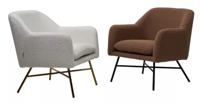 Кресло SHEEP NINI-01 Белый, teddy / золотой каркас М-City