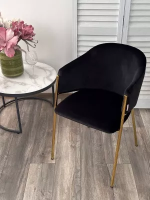 Стул DILL MOMO-47 черный, велюр "беспальчиковый"/ золотой каркас М-City