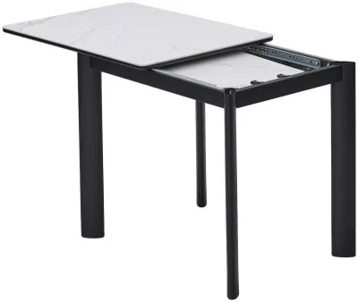 Стол ТЕТ-А-ТЕТ 120  Белый мрамор, керамика / Черный каркас М-City