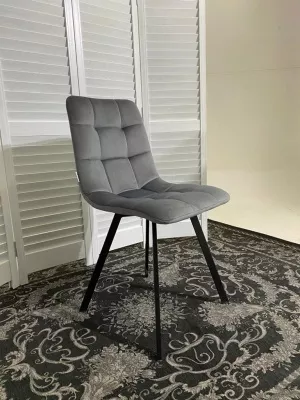 Стул CHILLI SQUARE BLUVEL-14 серый, велюр / черный каркас М-City