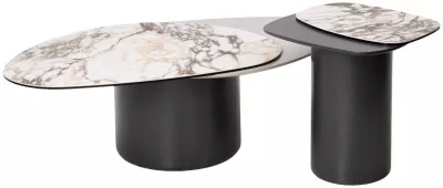 Стол кофейный NIKLAS TL-312 испанская керамика, стекло / МДФ окраш. /темно-серый МДФ каркас ®DISAUR