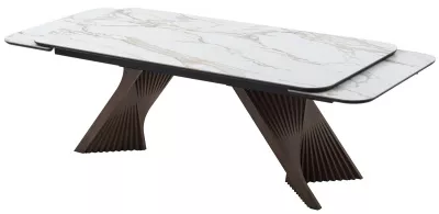 Стол МАНХЭТТЕН 200 цвет СВЕТЛЫЙ БЕЖ ( DRAC COLD XLIM), керамика / Орех Карни натуральный