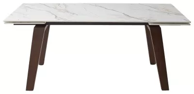 Стол БЭТИС (BETIS) 180 цвет МРАМОР (MATTE GILDED WHITE SOLID CERAMIC) / Орех (WALNUT), ®DISAUR