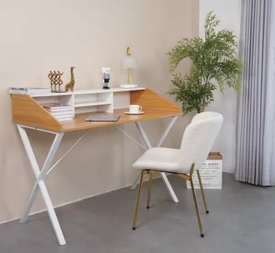 Компьютерный стол ORLA H475 Дуб натуральный / белый каркас M-city