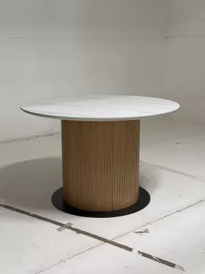 Стол MESA D120 цвет БЕЛЫЙ МРАМОР M326 / Каркас OAK, ®DISAUR