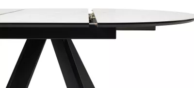 Стол БОНЖУР 100 БЕЛЫЙ МРАМОР, стекло, черная шагрень / ЧЕРНЫЙ каркас М-City