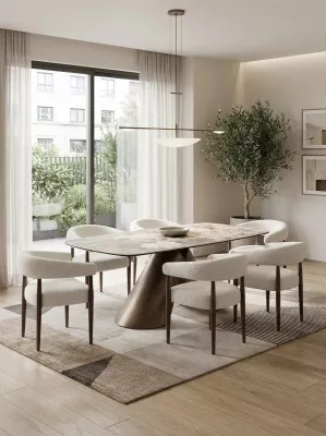 Стул БОНСАЙ (BONSAI), цвет СВЕТЛО-БЕЖЕВЫЙ CLOUD-113, букле / ОРЕХ , ®DISAUR