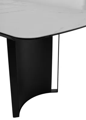 Стол RASMUS 160 TL-45 Белый мрамор, испанская керамика / черный каркас, ®DISAUR